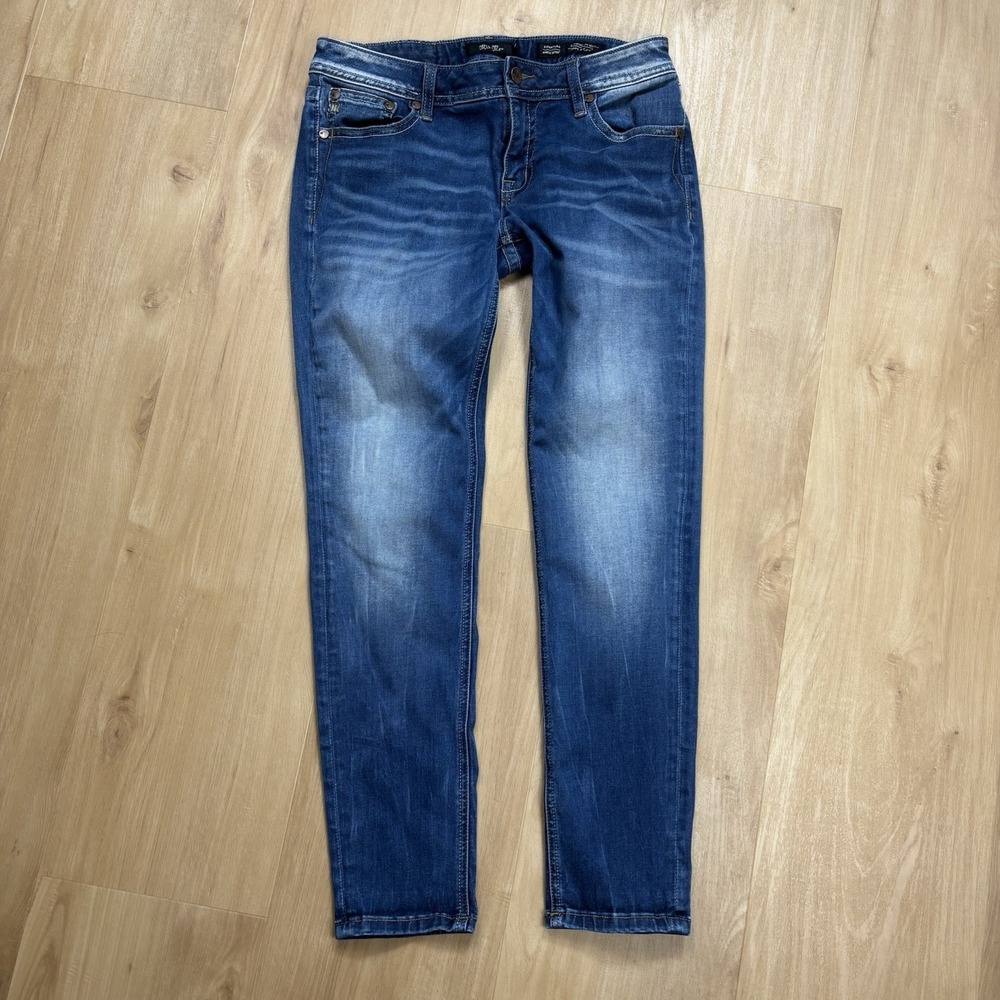 Miss Me Signature Ankle Skinny Jeans Size 29 Y2K Distressed Embroidered - Picture 3 of 10